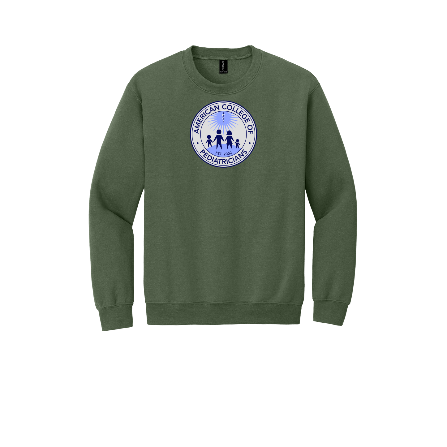 acpeds-clinic-comfort-crewneck-dtf-front-18000-militarygreen-flat-front