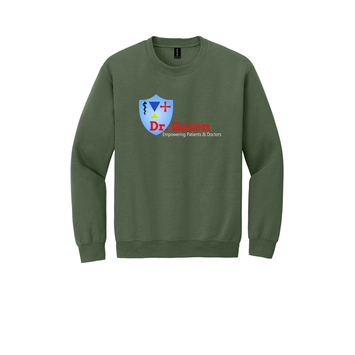 drgalen-clinic-comfort-crewneck-dtf-front-18000-militarygreen-flat-front