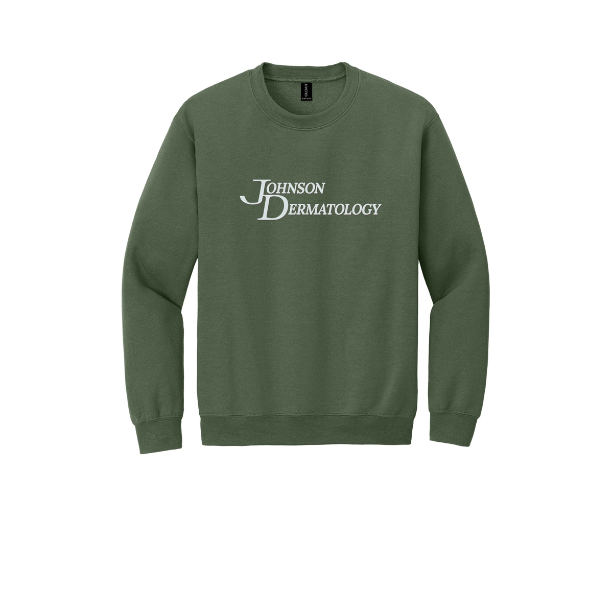 johnsondermatology-clinic-comfort-crewneck-dtf-front-18000-militarygreen-flat-front