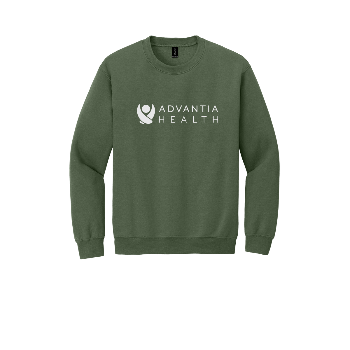 advantiahealth-clinic-comfort-crewneck-dtf-front-18000-militarygreen-flat-front