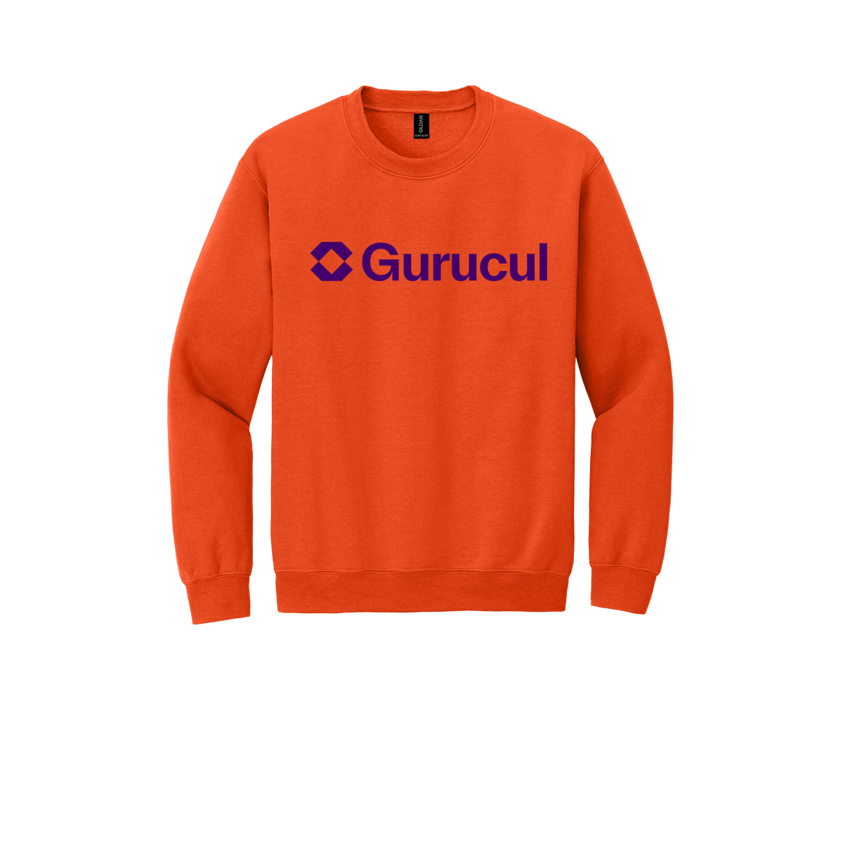 gurucul-comfort-crewneck-dtf-front-18000-orange-flat-front