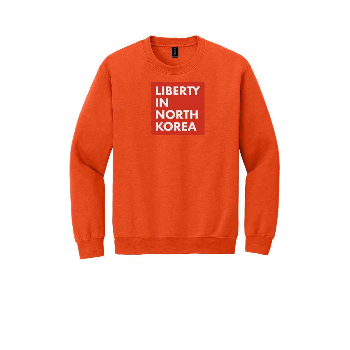 libertyinnorthkorea-comfort-crewneck-dtf-front-18000-orange-flat-front