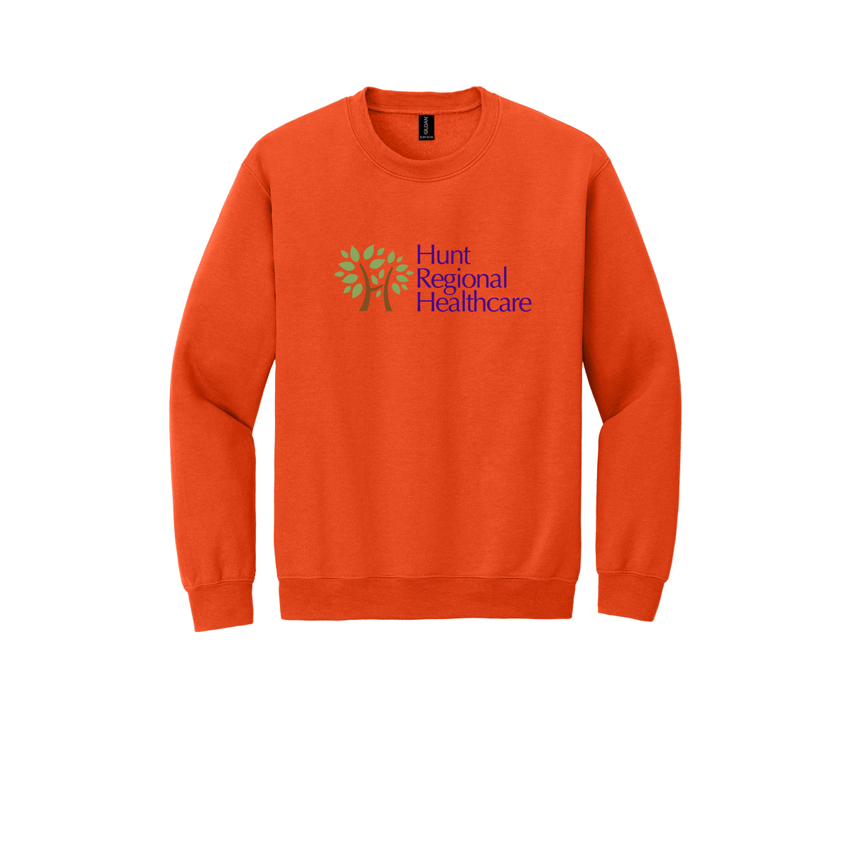 huntregional-clinic-comfort-crewneck-dtf-front-18000-orange-flat-front