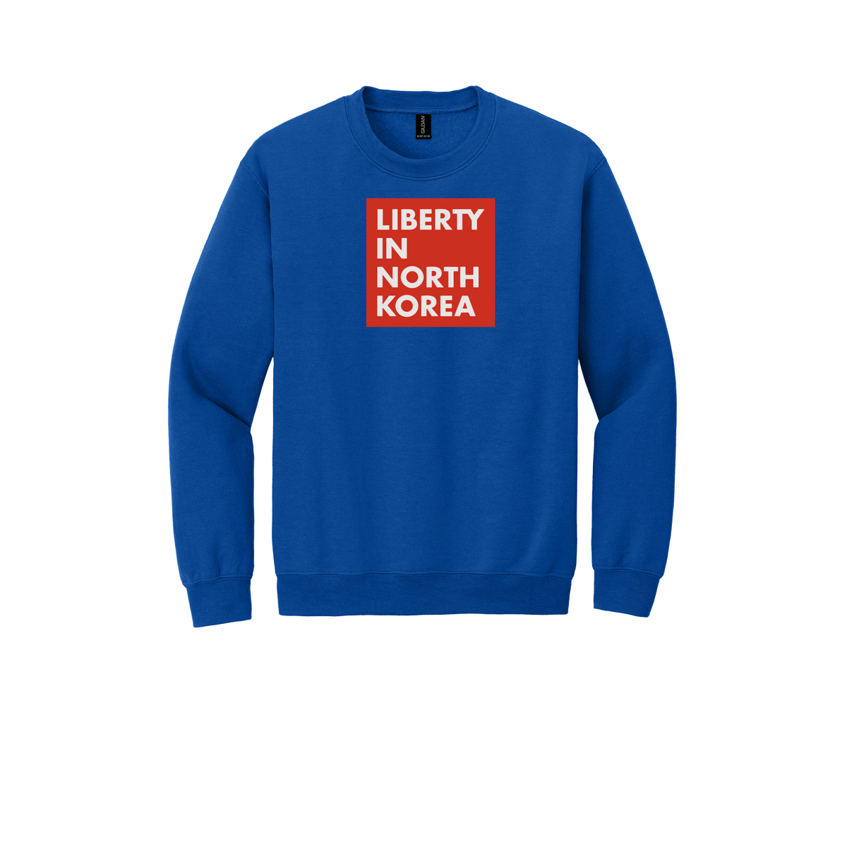 libertyinnorthkorea-comfort-crewneck-dtf-front-18000-royal-flat-front