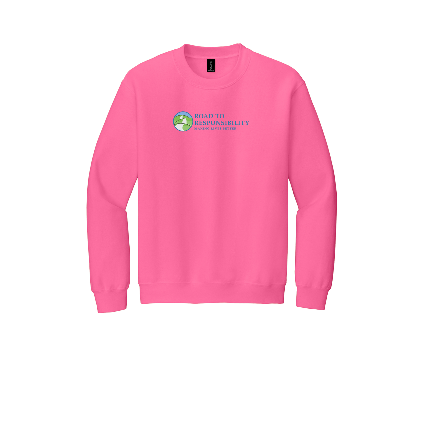 roadtoresponsibility-comfort-crewneck-dtf-front-18000-safetypink-flat-front