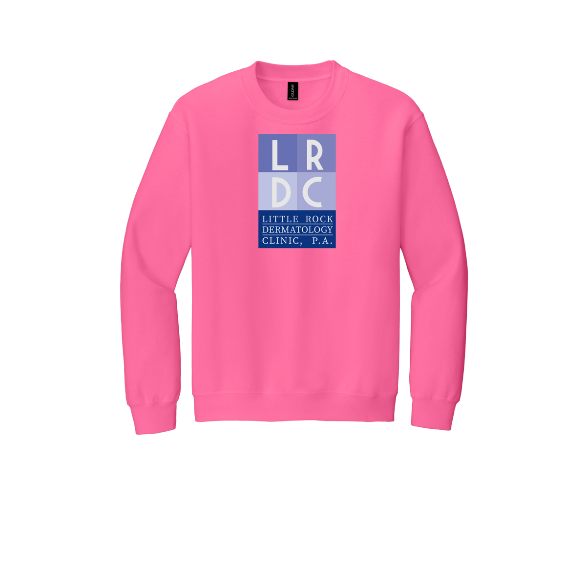 littlerockdermatology-clinic-comfort-crewneck-dtf-front-18000-safetypink-flat-front