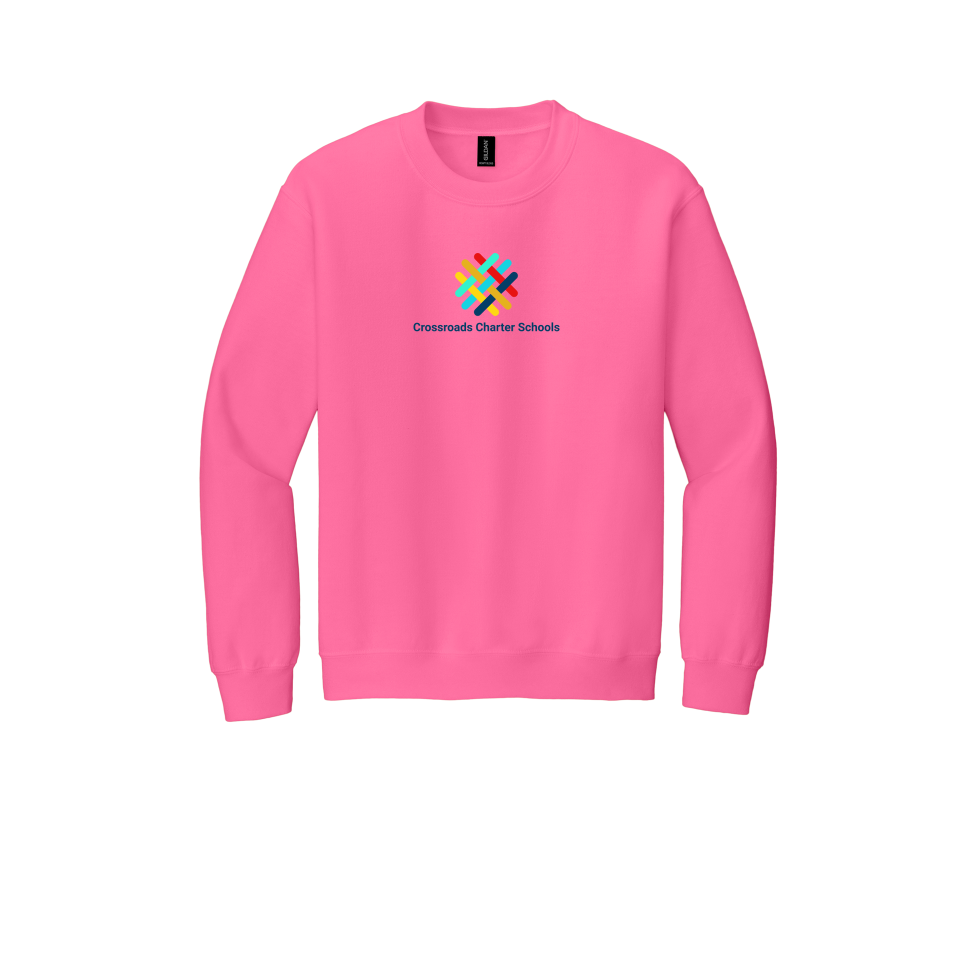 crossroadsschoolskc-comfort-crewneck-dtf-front-18000-safetypink-flat-front