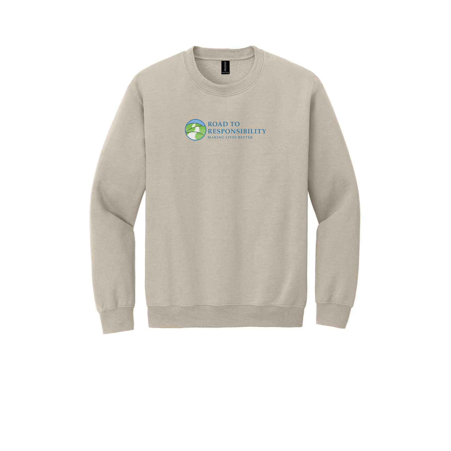 roadtoresponsibility-comfort-crewneck-dtf-front-18000-sand-flat-front