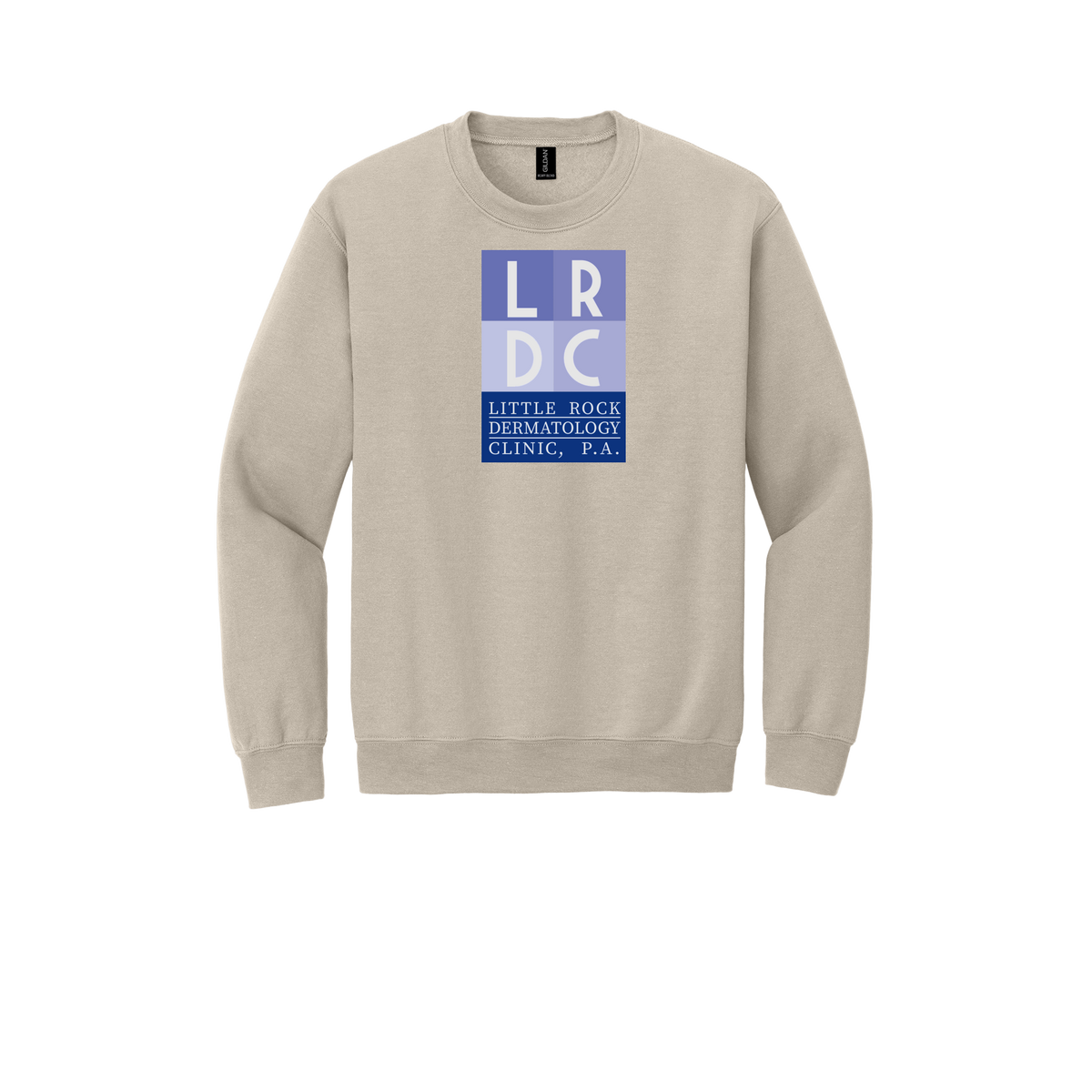 littlerockdermatology-clinic-comfort-crewneck-dtf-front-18000-sand-flat-front