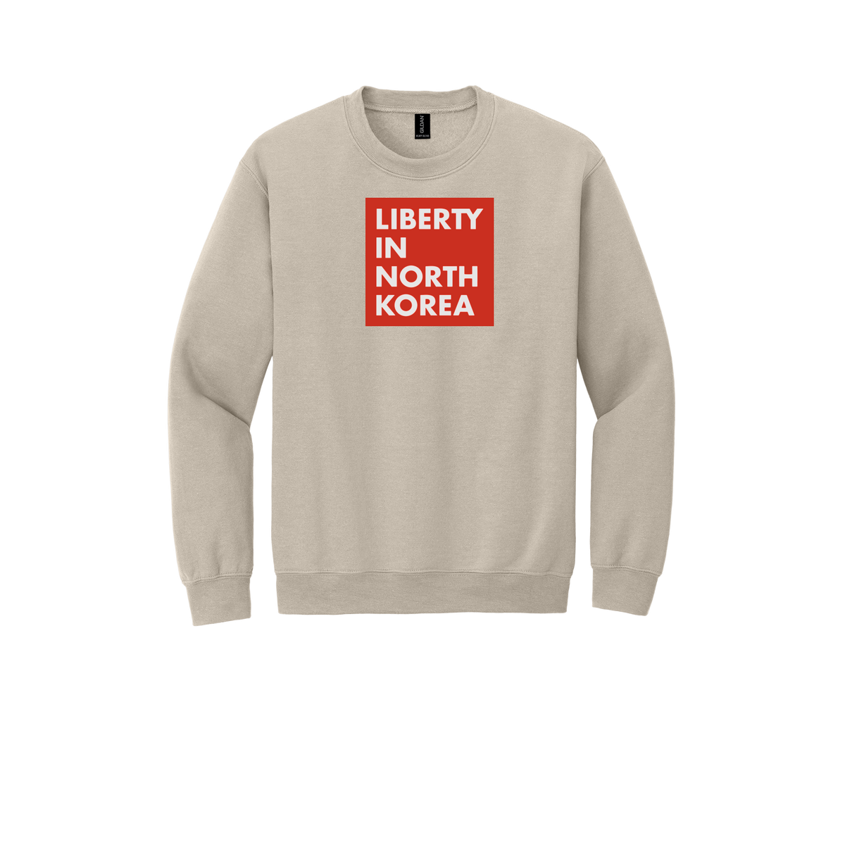 libertyinnorthkorea-comfort-crewneck-dtf-front-18000-sand-flat-front