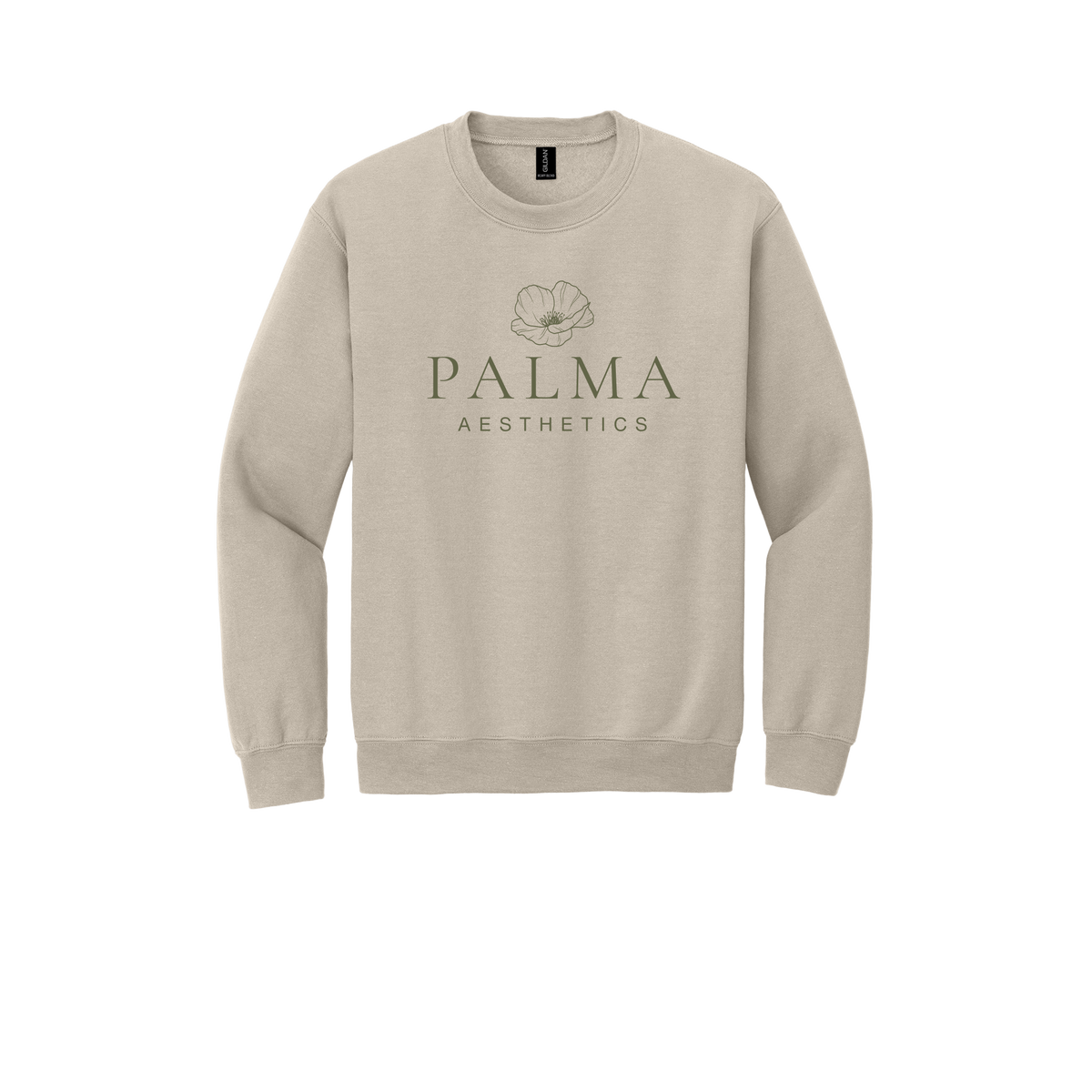 palmaaesthetics-clinic-comfort-crewneck-dtf-front-18000-sand-flat-front