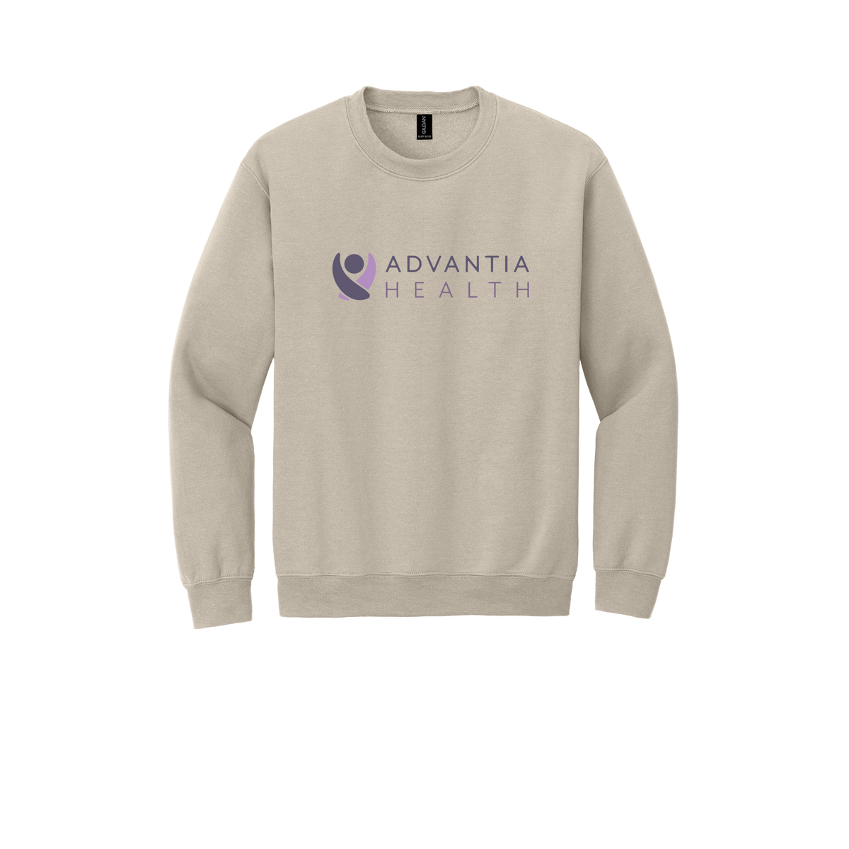 advantiahealth-clinic-comfort-crewneck-dtf-front-18000-sand-flat-front