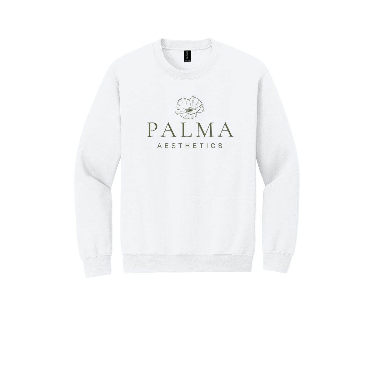 palmaaesthetics-clinic-comfort-crewneck-dtf-front-18000-white-flat-front