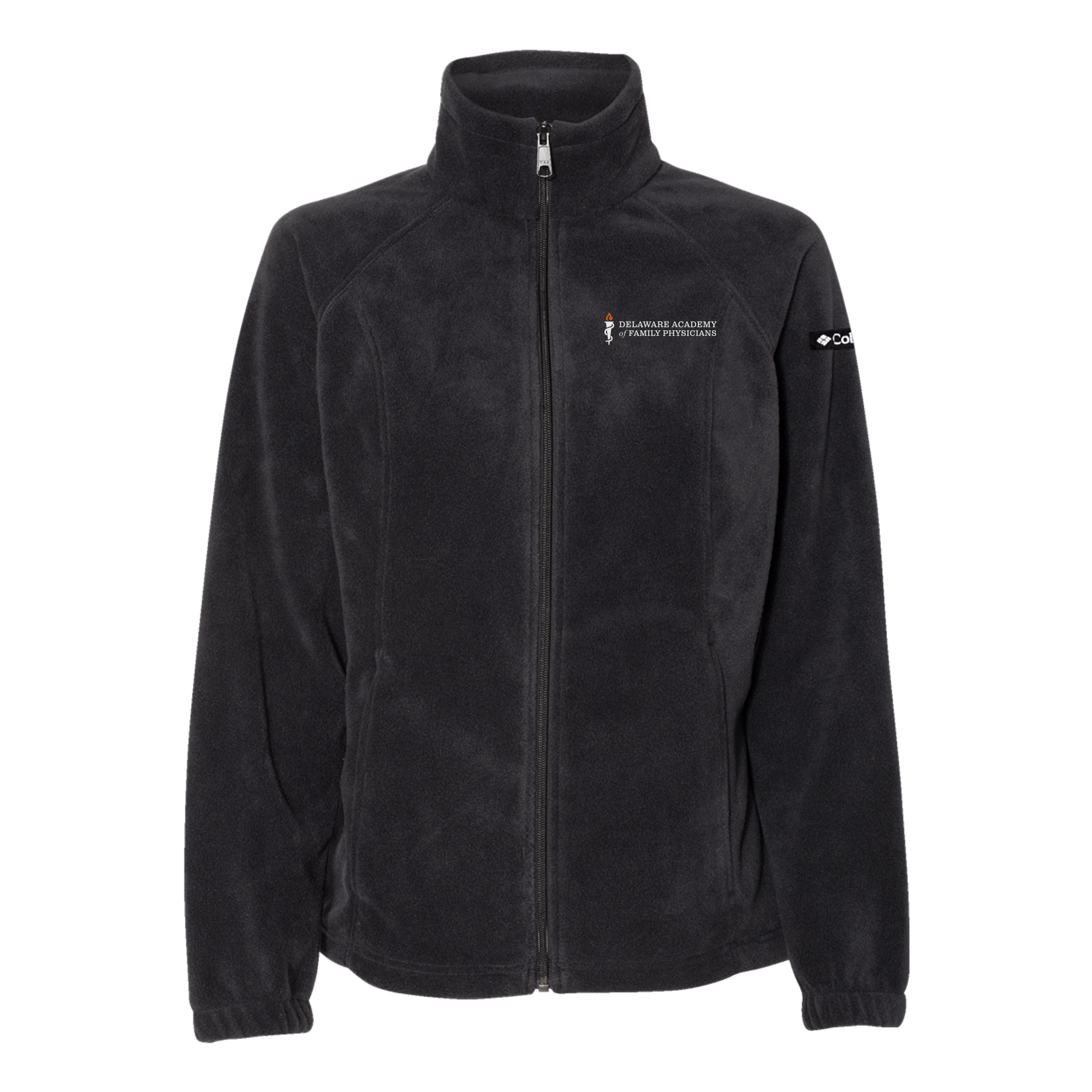delfamdoc-columbia-womens-fleece-jacket-embroidery-leftchest-212470-black-flat-front