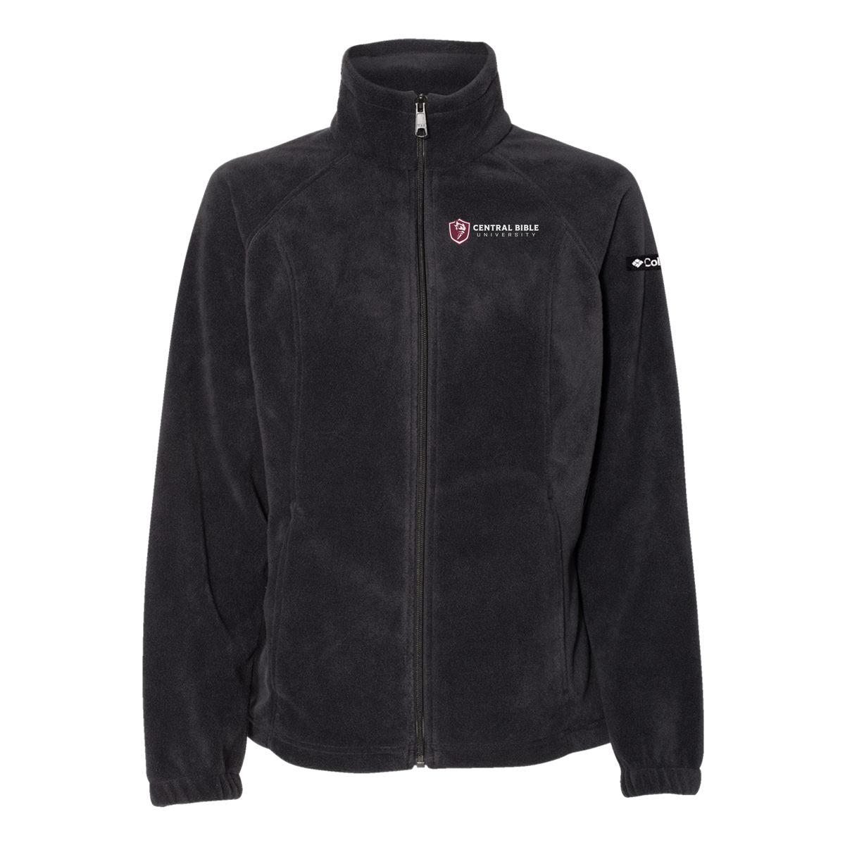 centralbible-columbia-womens-fleece-jacket-embroidery-leftchest-212470-black-flat-front