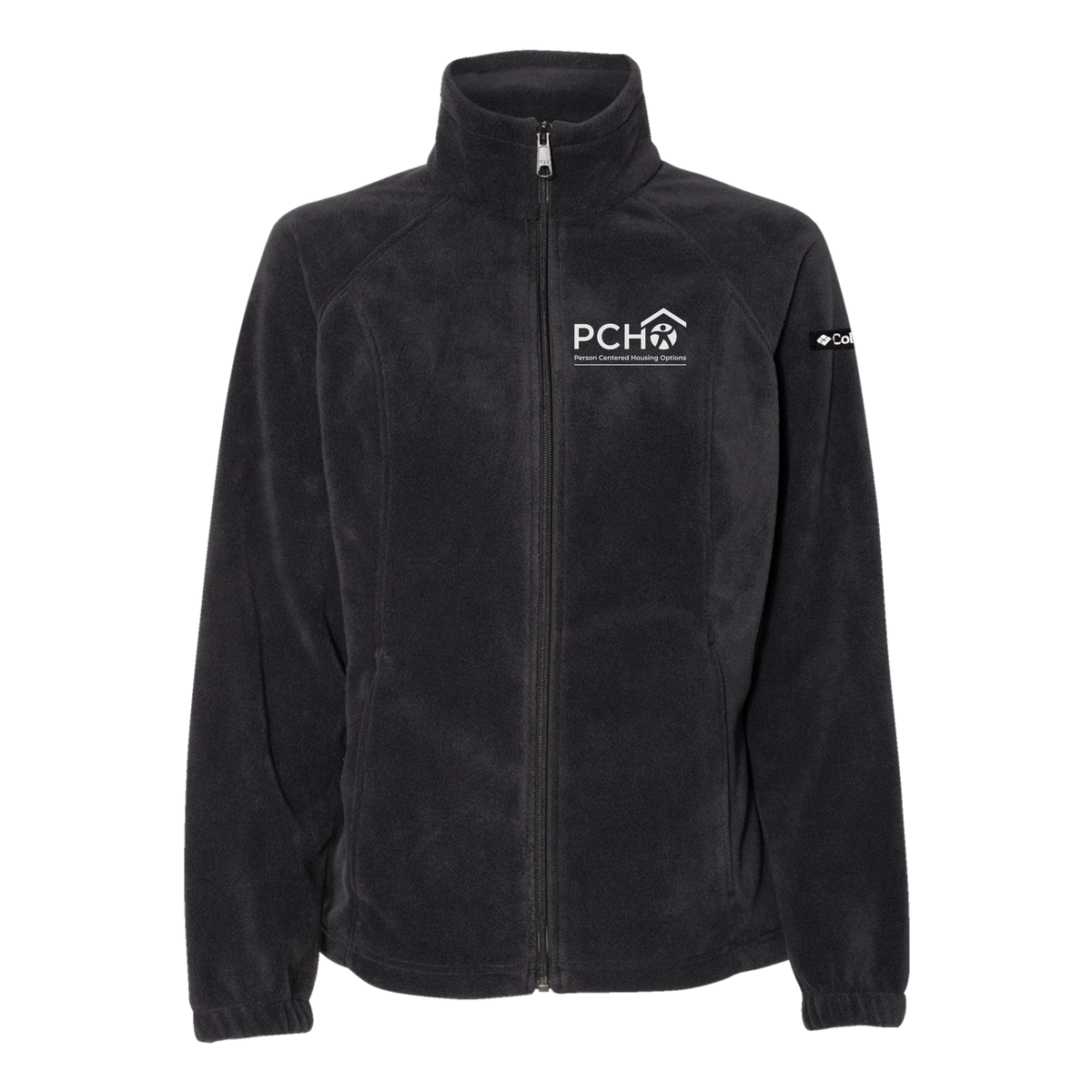 pcho-womens-columbia-fleece-jacket-embroidery-leftchest-212470-black-flat-front