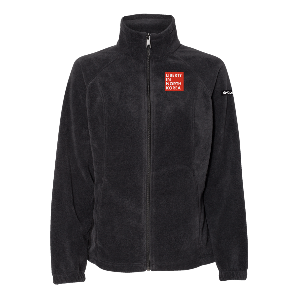 libertyinnorthkorea-columbia-womens-fleece-jacket-embroidery-leftchest-212470-black-flat-front
