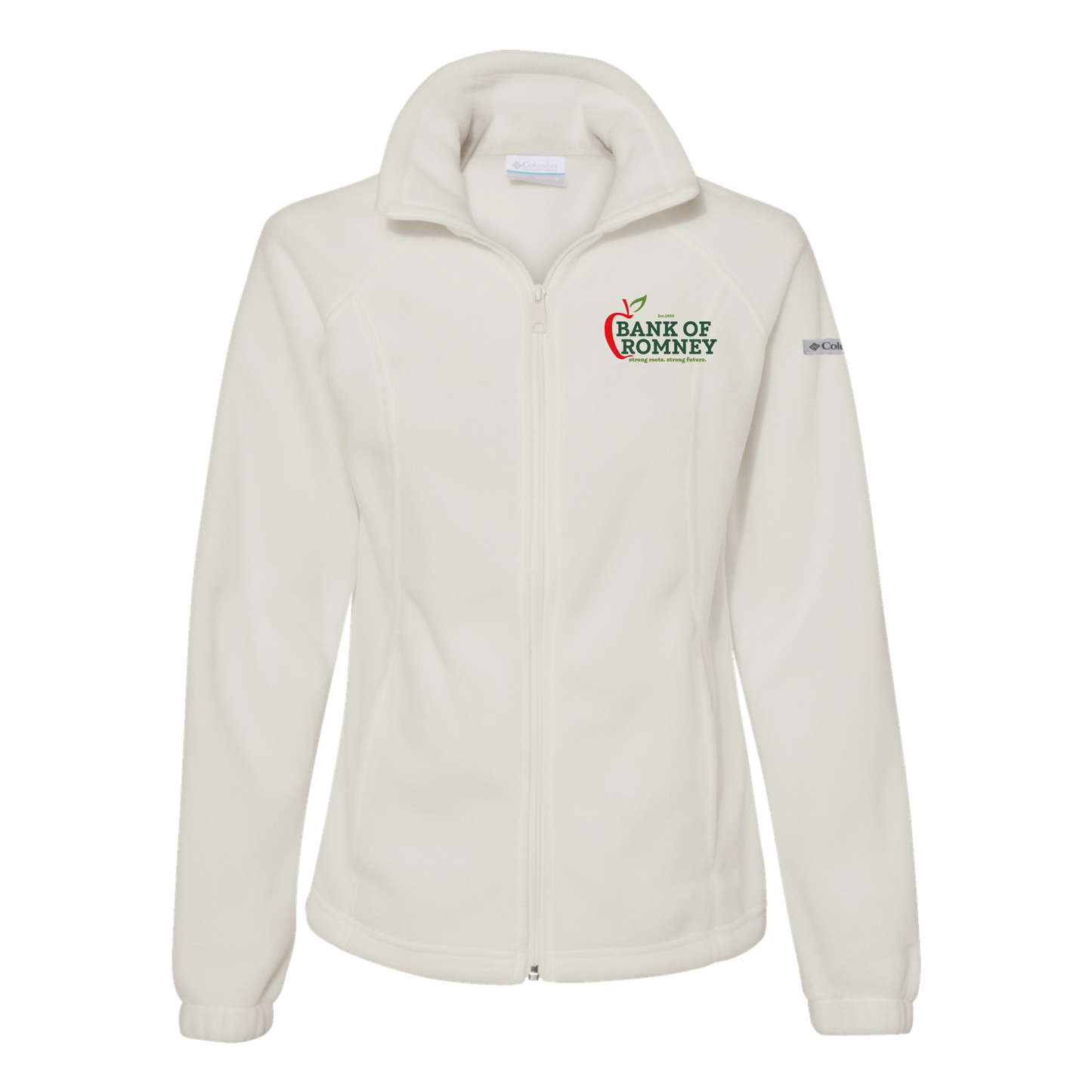 bankofromney-columbia-womens-fleece-jacket-embroidery-leftchest-212470-chalk-flat-front