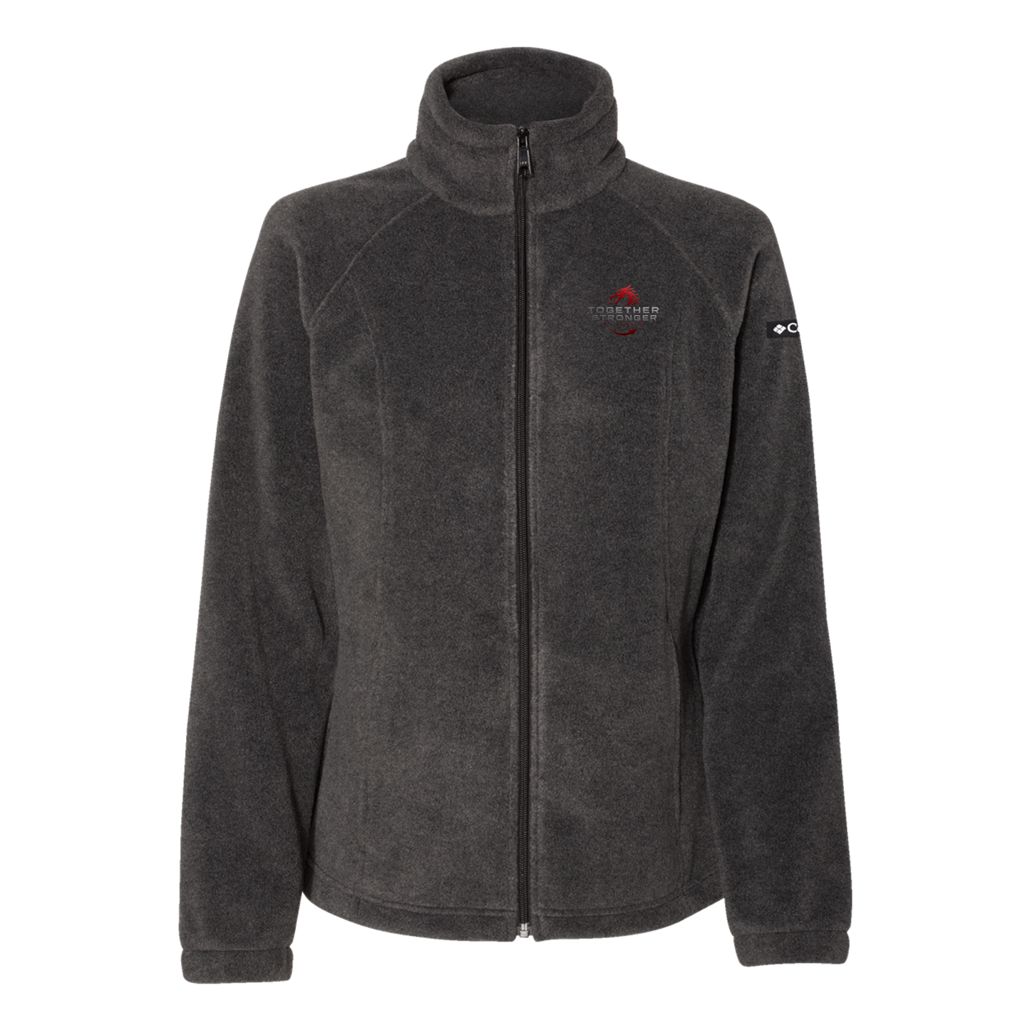 togetherstrongerfitness-columbia-womens-fleece-jacket-embroidery-leftchest-212470-charcoalheather-flat-front