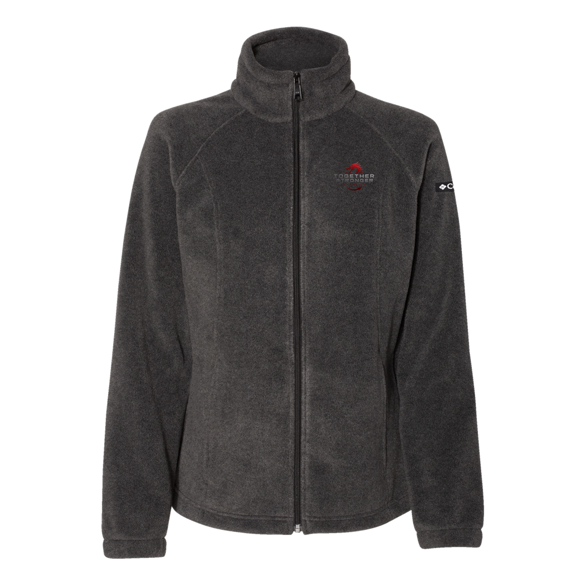 togetherstrongerfitness-columbia-womens-fleece-jacket-embroidery-leftchest-212470-charcoalheather-flat-front