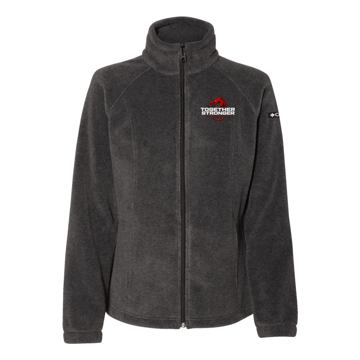 togetherstrongerfitness-columbia-womens-fleece-jacket-embroidery-leftchest-212470-charcoalheather-flat-front
