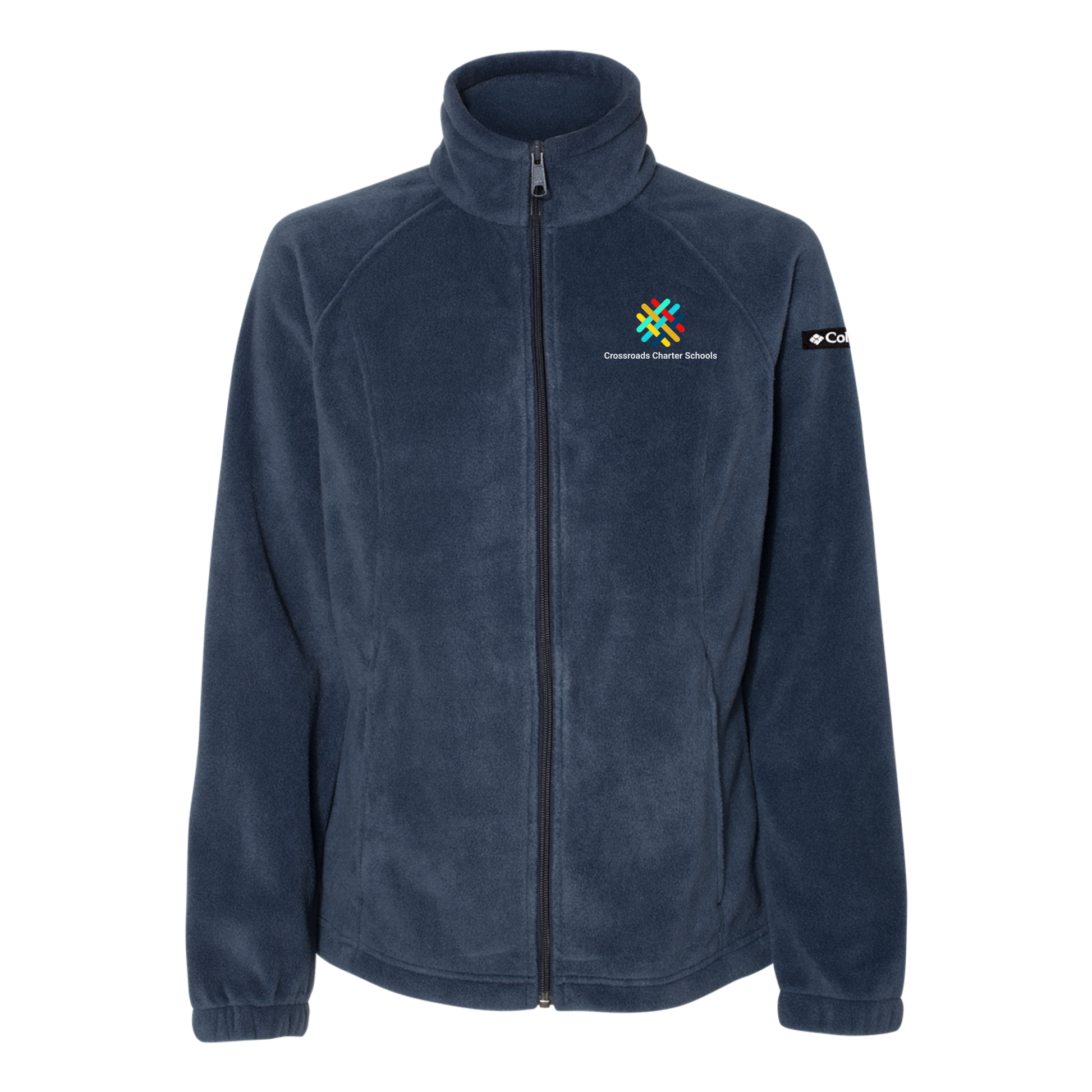 crossroadsschoolskc-columbia-womens-fleece-jacket-embroidery-leftchest-212470-collegiatenavy-flat-front