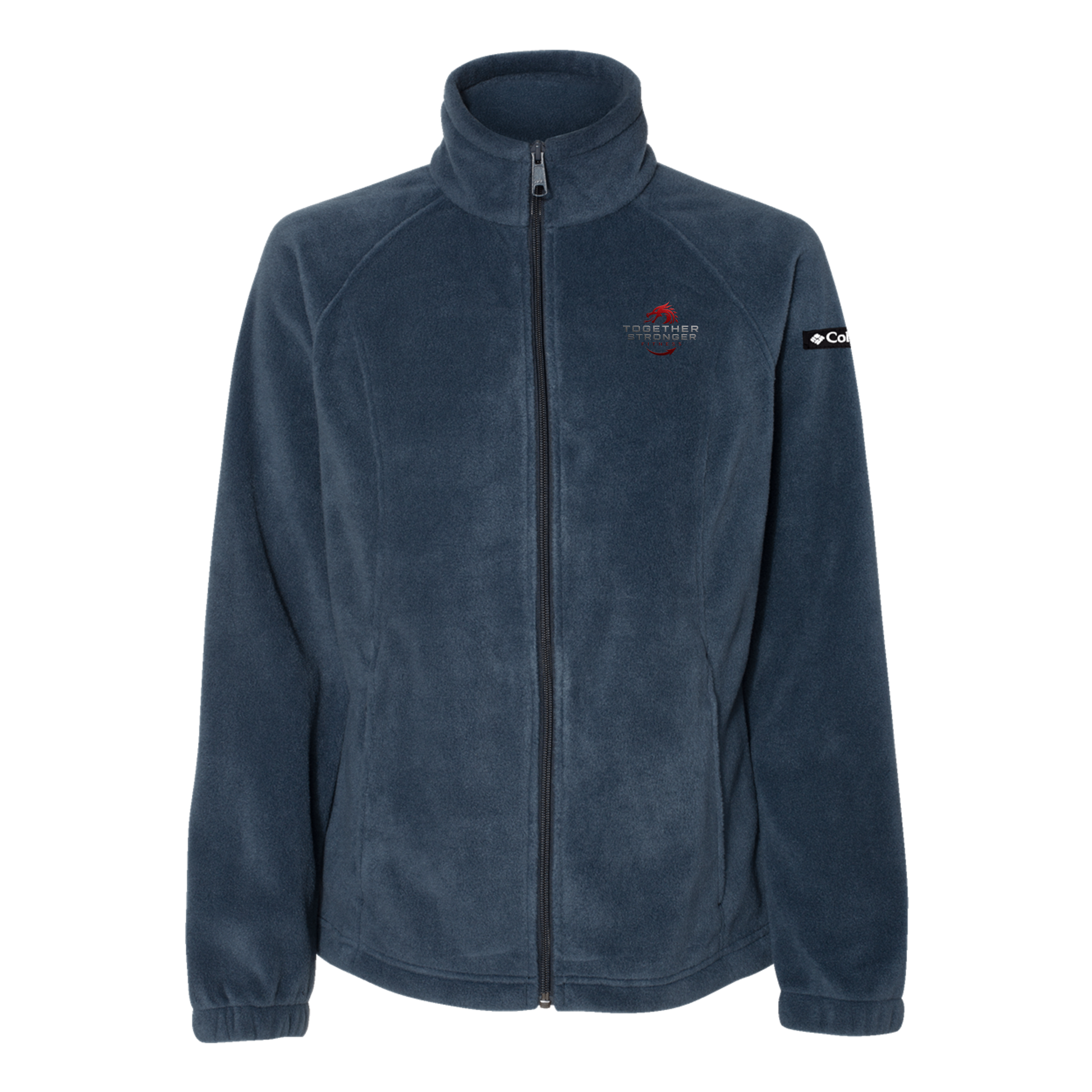 togetherstrongerfitness-columbia-womens-fleece-jacket-embroidery-leftchest-212470-columbianavy-flat-front
