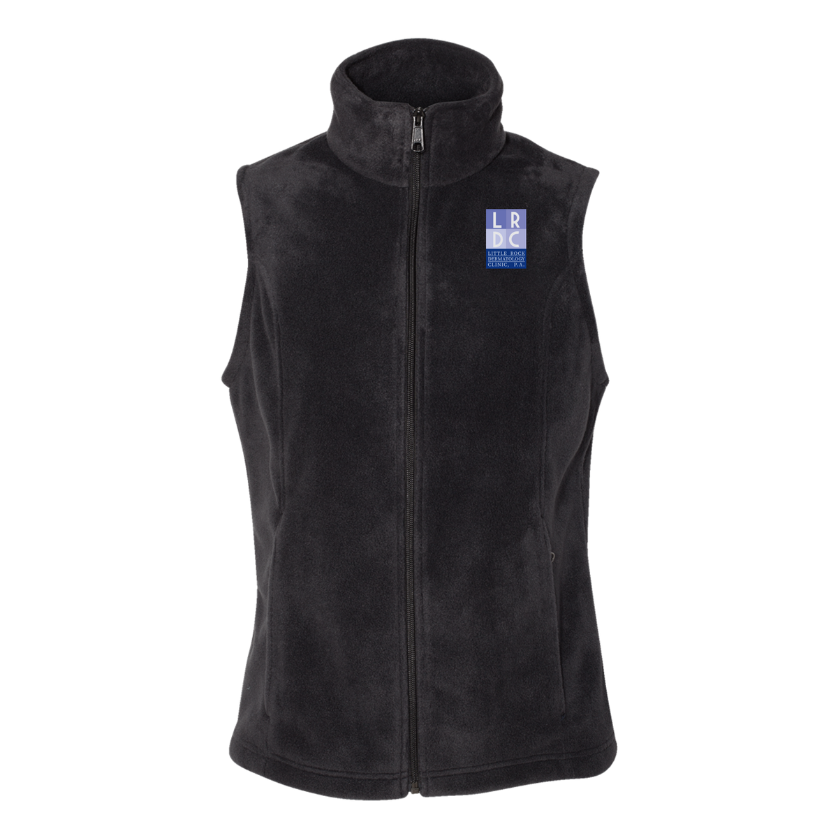 littlerockdermatology-columbia-womens-fleece-vest-embroidery-leftchest-212471-black-flat-front