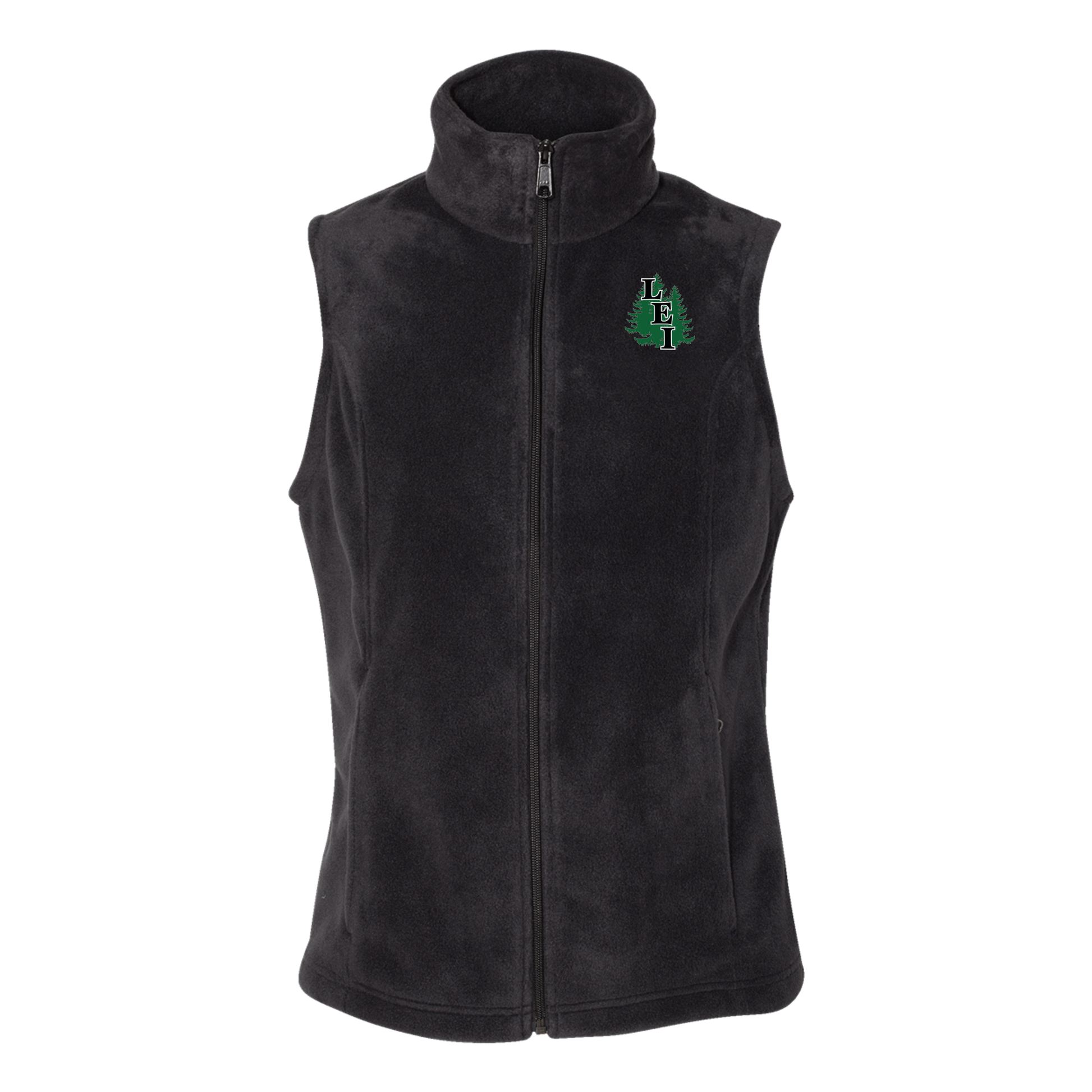 leisite-columbia-womens-fleece-vest-embroidery-leftchest-212471-black-flat-front