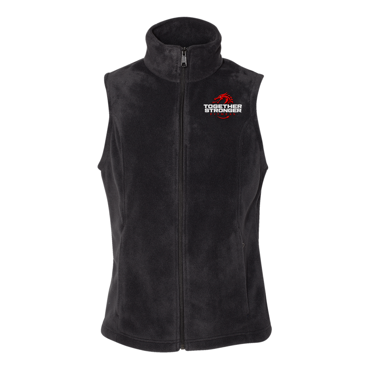 togetherstrongerfitness-columbia-womens-fleece-vest-embroidery-leftchest-212471-black-flat-front