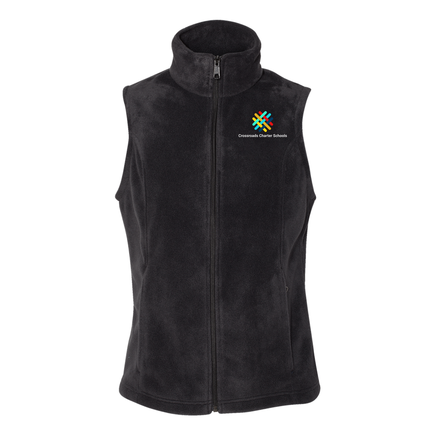 crossroadsschoolskc-columbia-womens-fleece-vest-embroidery-leftchest-212471-black-flat-front