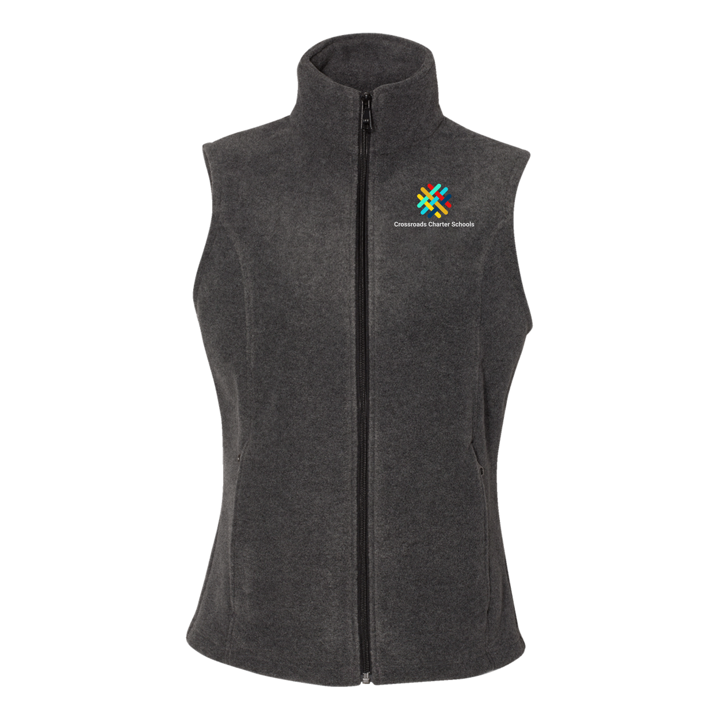 crossroadsschoolskc-columbia-womens-fleece-vest-embroidery-leftchest-212471-charcoalheather-flat-front