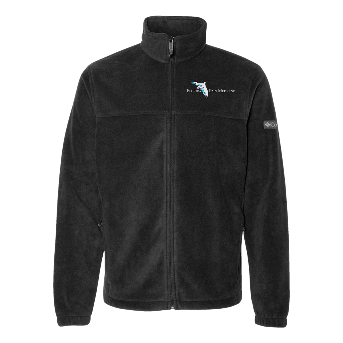 floridapainmedicine-columbia-mens-fleece-jacket-embroidery-leftchest-212478-black-flat-front