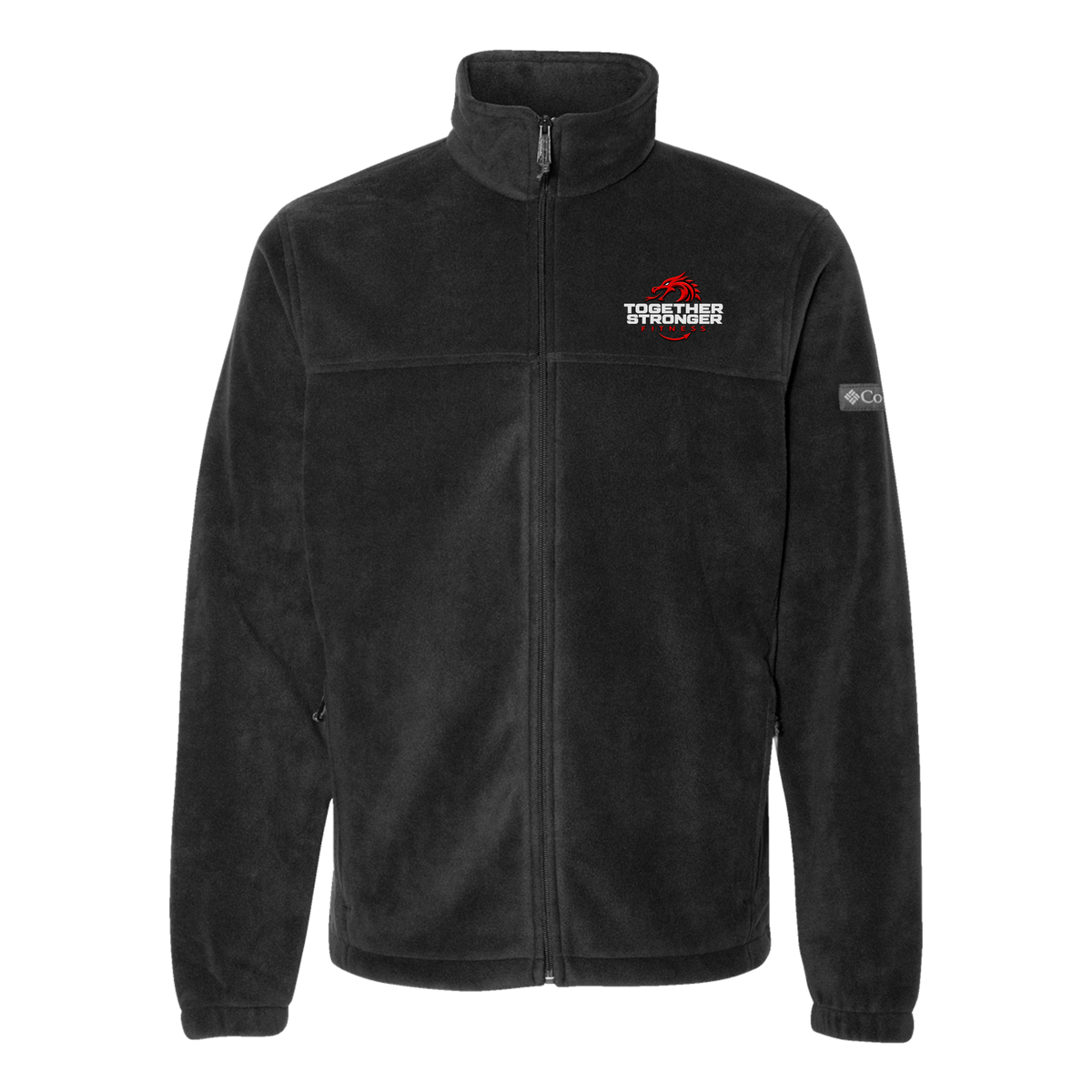 togetherstrongerfitness-columbia-mens-fleece-jacket-embroidery-leftchest-212478-black-flat-front