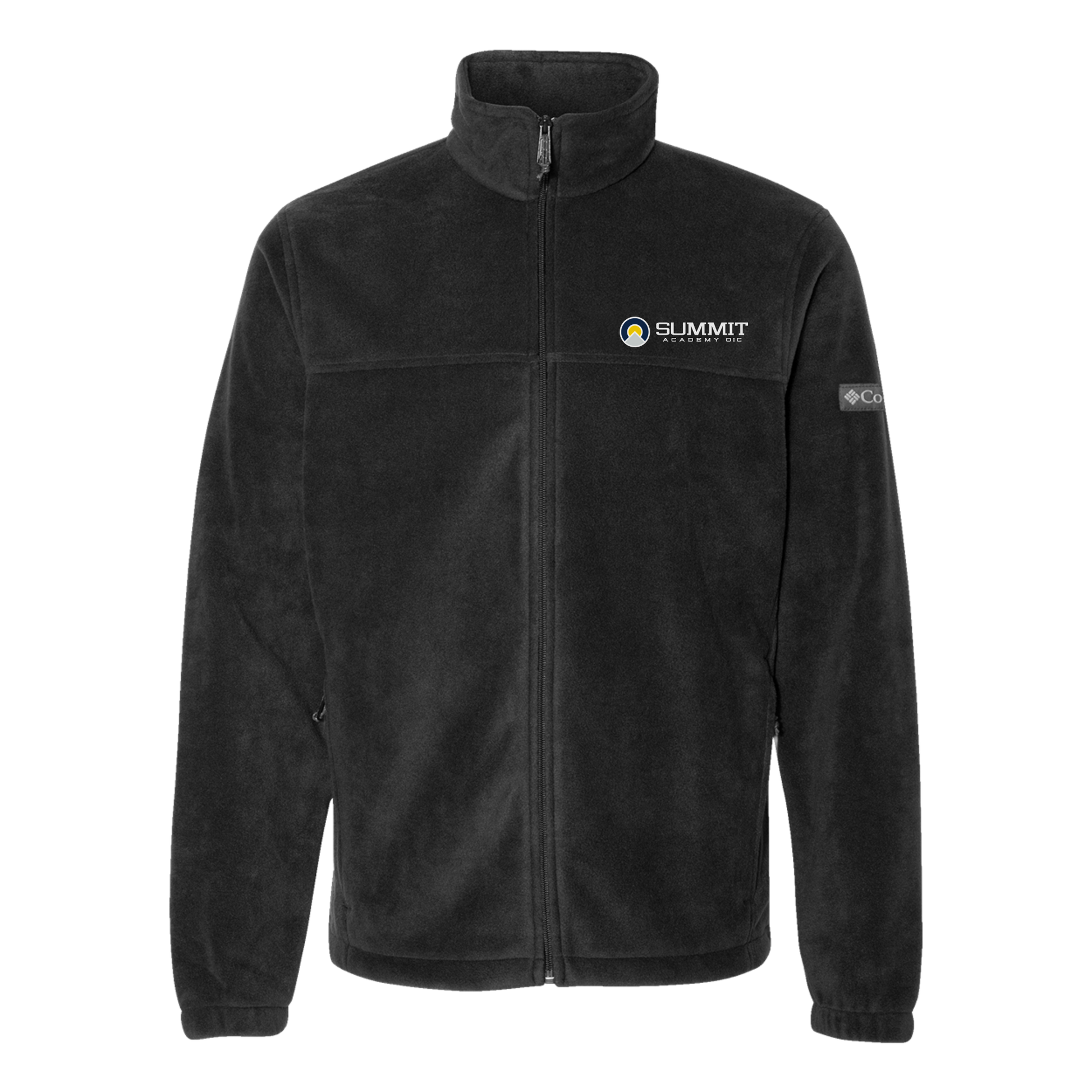 saoic-columbia-mens-fleece-jacket-embroidery-leftchest-212478-black-flat-front