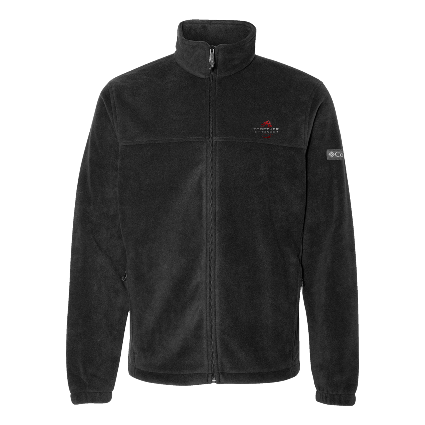 togetherstrongerfitness-columbia-mens-fleece-jacket-embroidery-leftchest-212478-black-flat-front