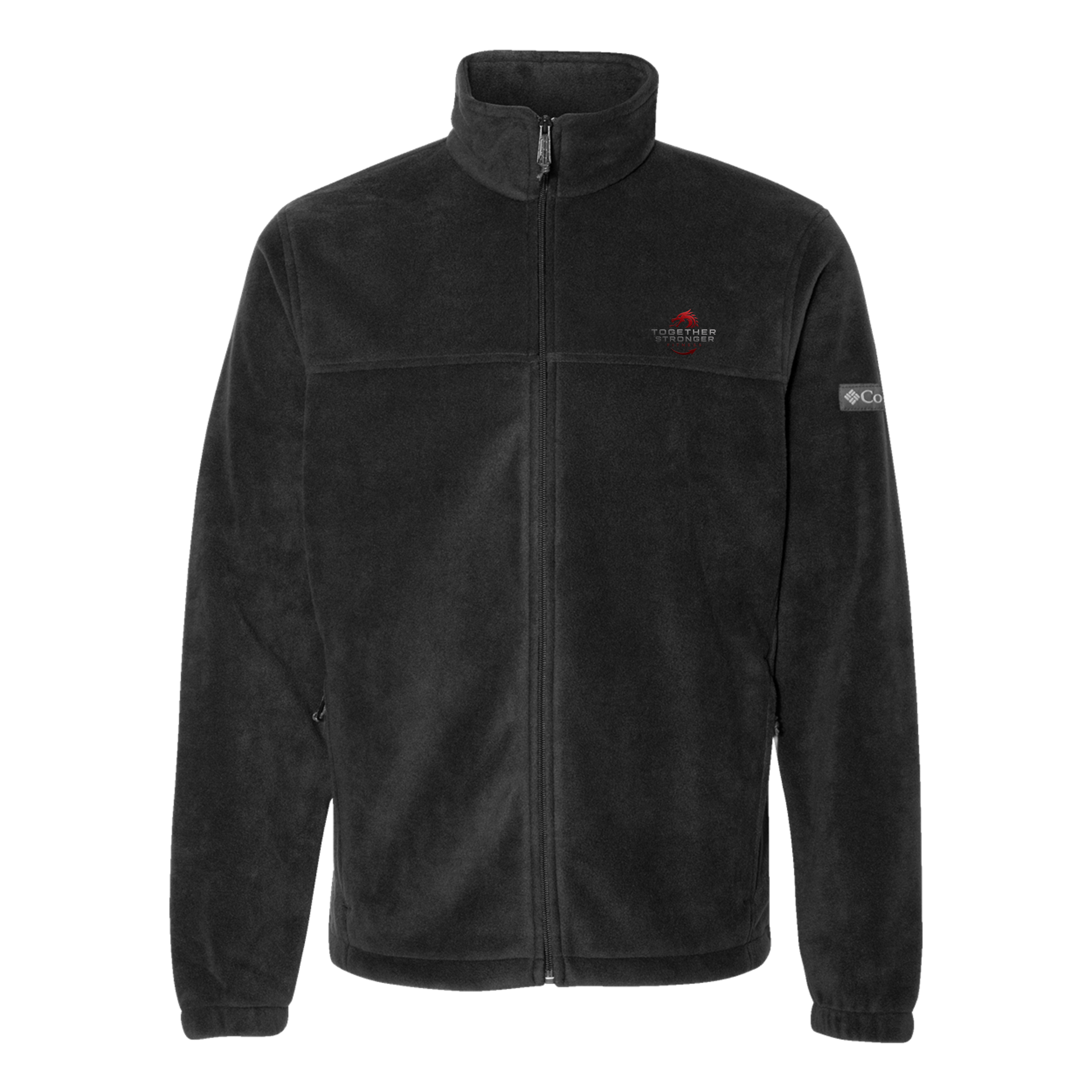 togetherstrongerfitness-columbia-mens-fleece-jacket-embroidery-leftchest-212478-black-flat-front