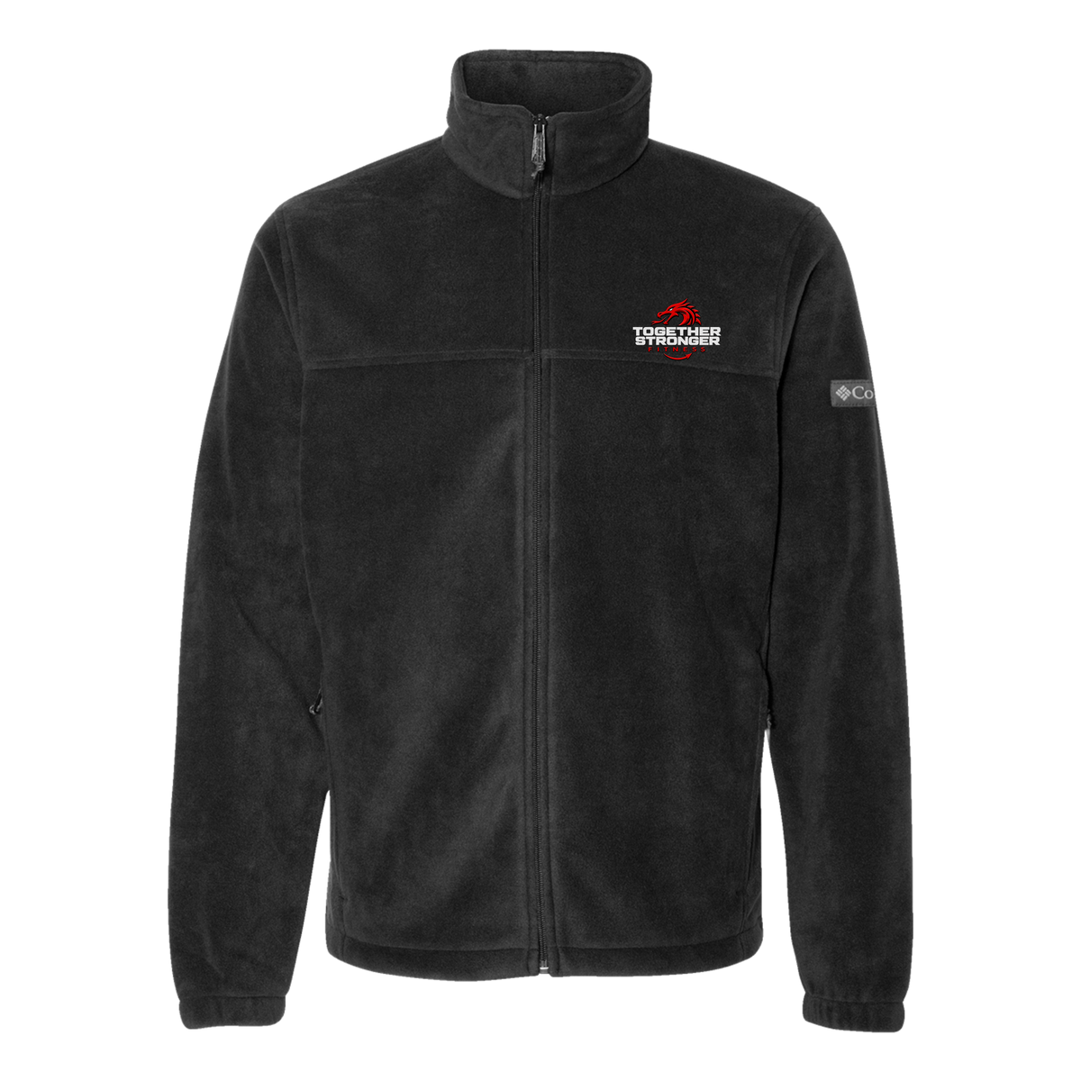 togetherstrongerfitness-columbia-mens-fleece-jacket-embroidery-leftchest-212478-black-flat-front
