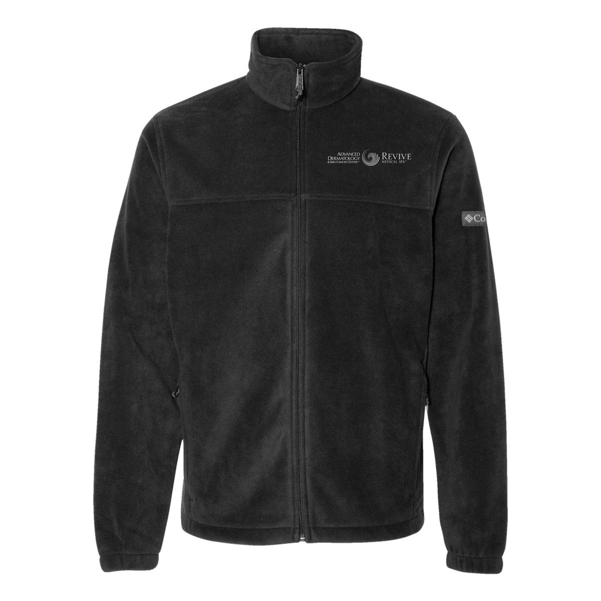 advancedskinmd-columbia-mens-fleece-jacket-embroidery-leftchest-212478-black-flat-front