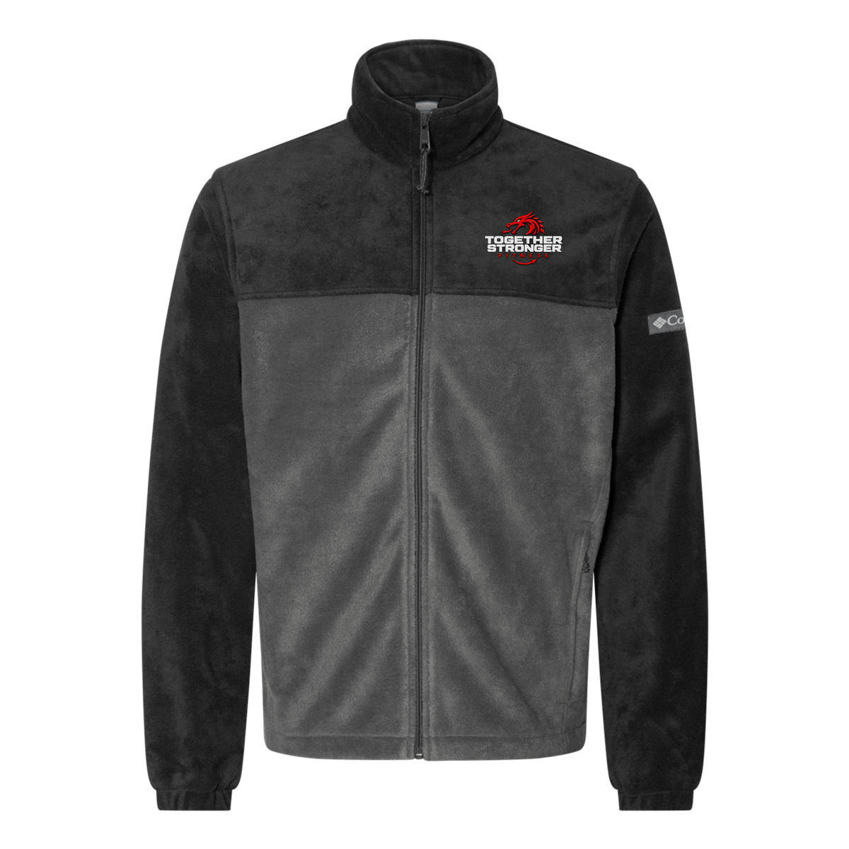 togetherstrongerfitness-columbia-mens-fleece-jacket-embroidery-leftchest-212478-blackgrill-flat-front