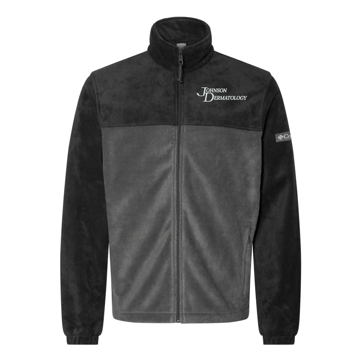 johnsondermatology-columbia-mens-fleece-jacket-embroidery-leftchest-212478-blackgrill-flat-front