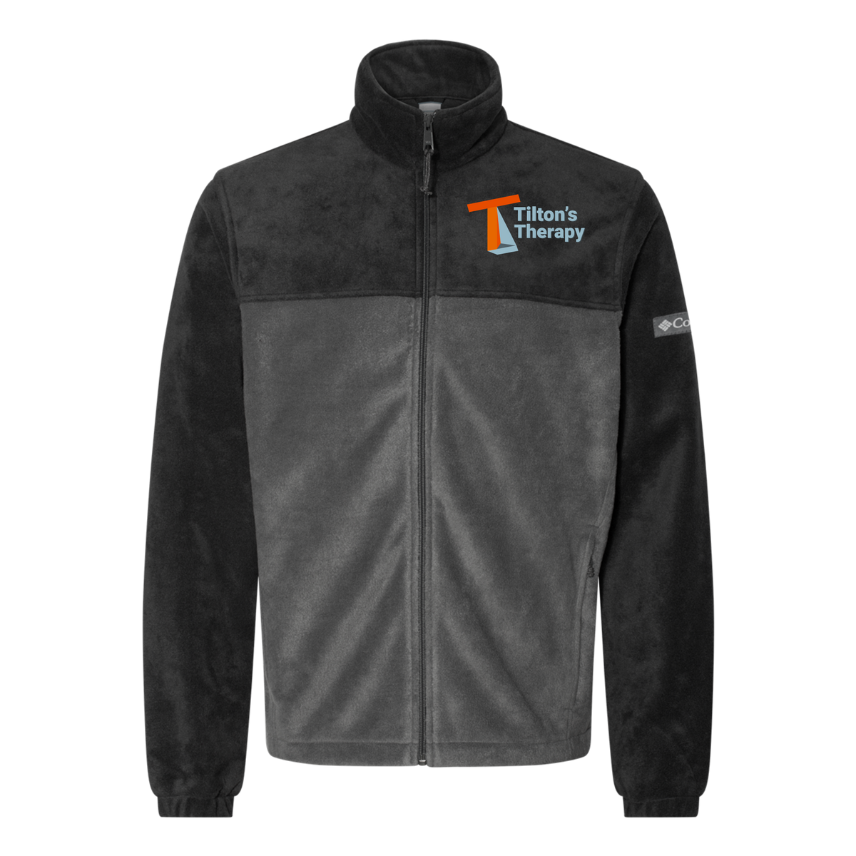 tiltonstherapy-columbia-mens-fleece-jacket-embroidery-leftchest-212478-blackgrill-flat-front