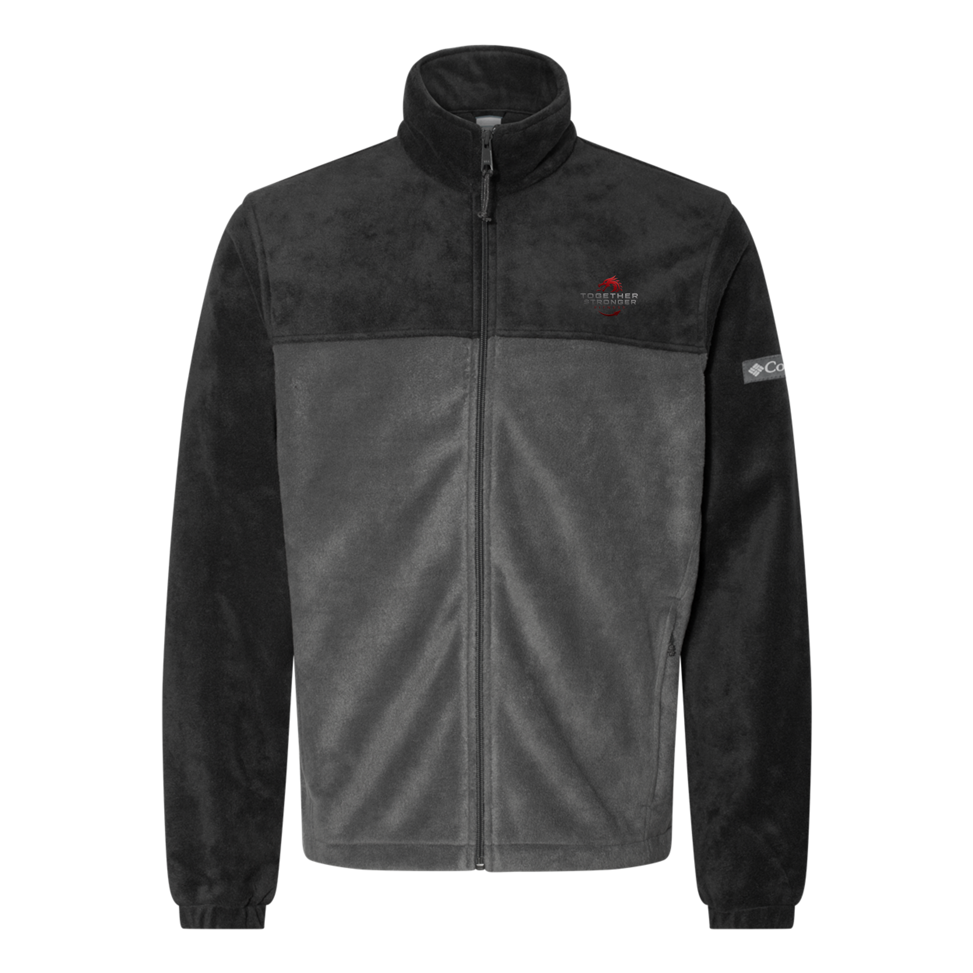 togetherstrongerfitness-columbia-mens-fleece-jacket-embroidery-leftchest-212478-blackgrill-flat-front
