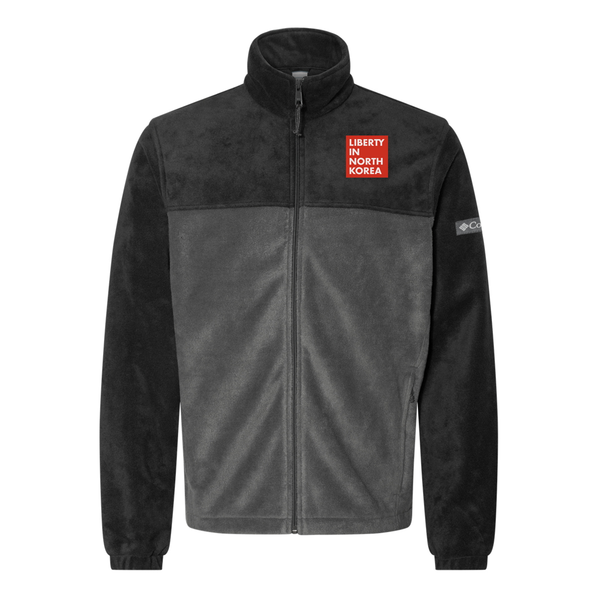 libertyinnorthkorea-columbia-mens-fleece-jacket-embroidery-leftchest-212478-blackgrill-flat-front