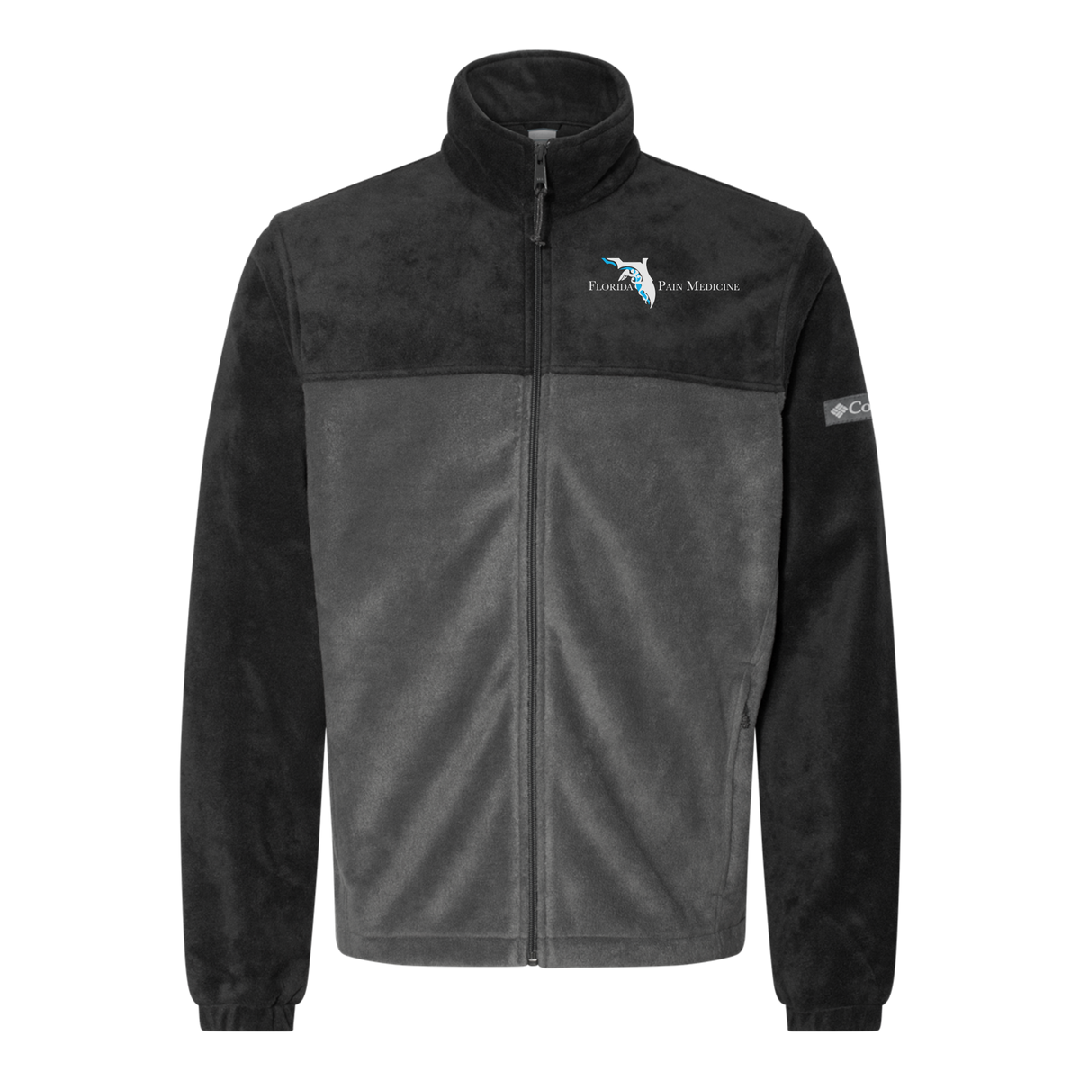 floridapainmedicine-columbia-mens-fleece-jacket-embroidery-leftchest-212478-blackgrill-flat-front