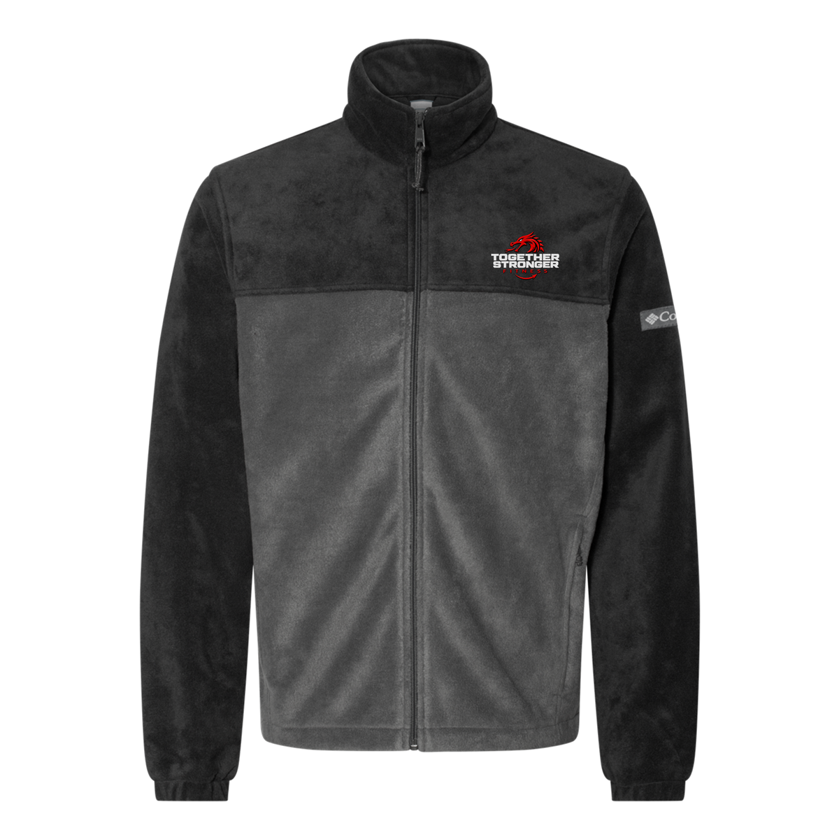 togetherstrongerfitness-columbia-mens-fleece-jacket-embroidery-leftchest-212478-blackgrill-flat-front