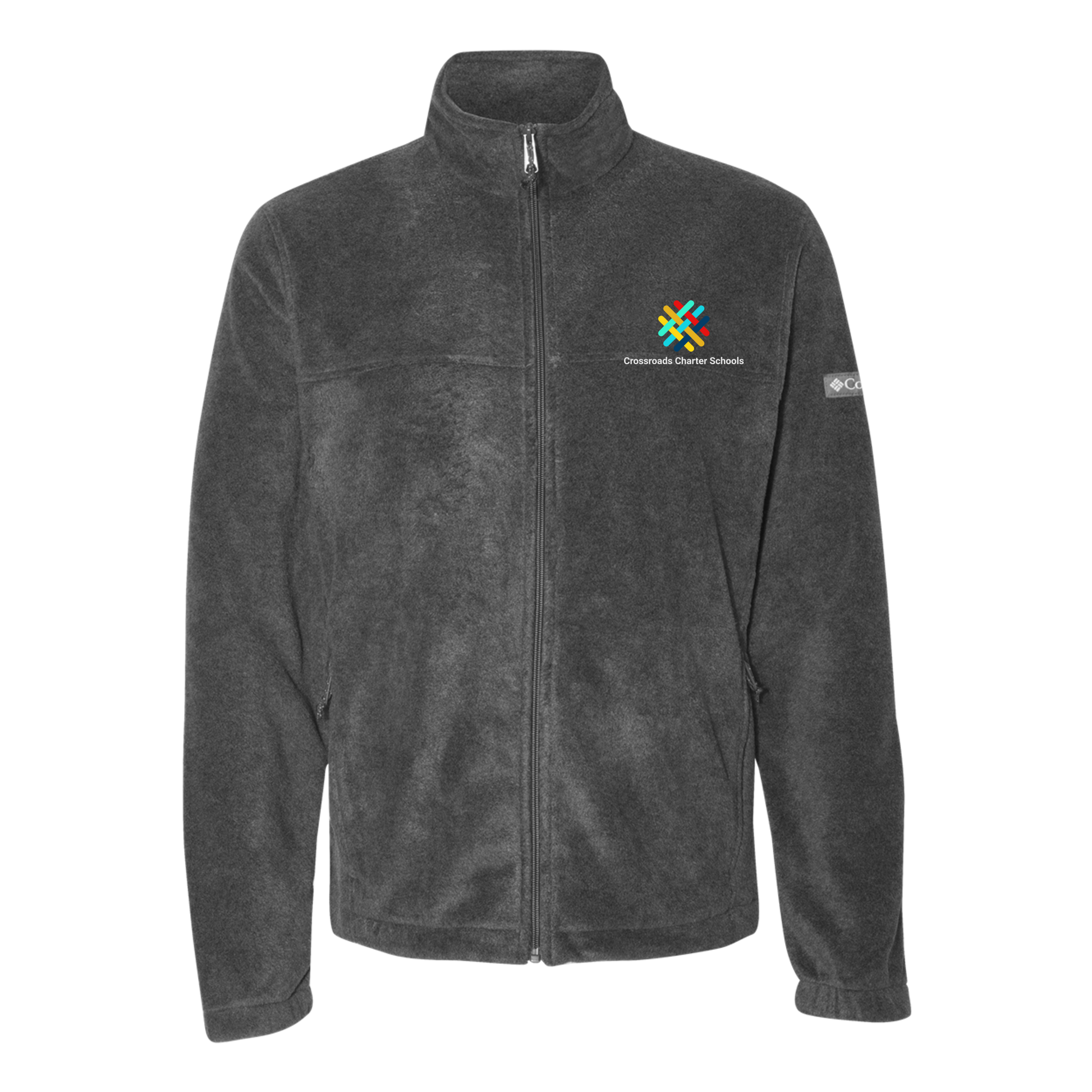 crossroadsschoolskc-columbia-mens-fleece-jacket-embroidery-leftchest-212478-charcoalheather-flat-front