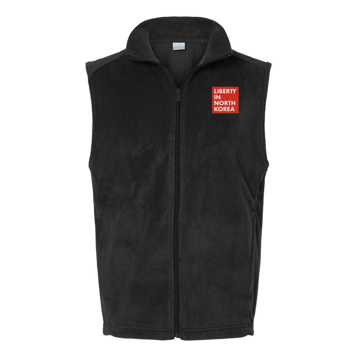 libertyinnorthkorea-columbia-mens-fleece-vest-embroidery-leftchest-212488-black-flat-front