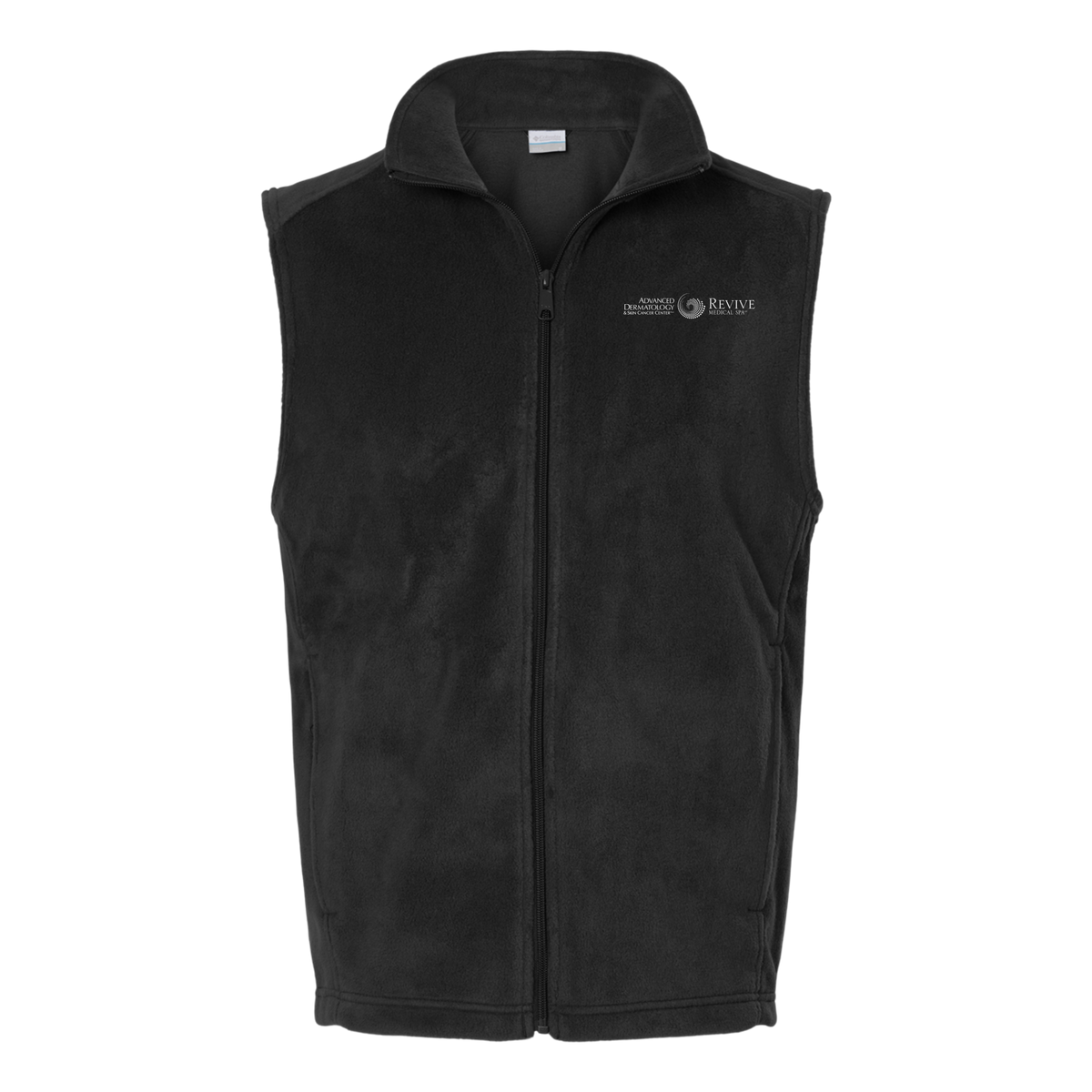 advancedskinmd-columbia-mens-fleece-vest-embroidery-leftchest-212488-black-flat-front