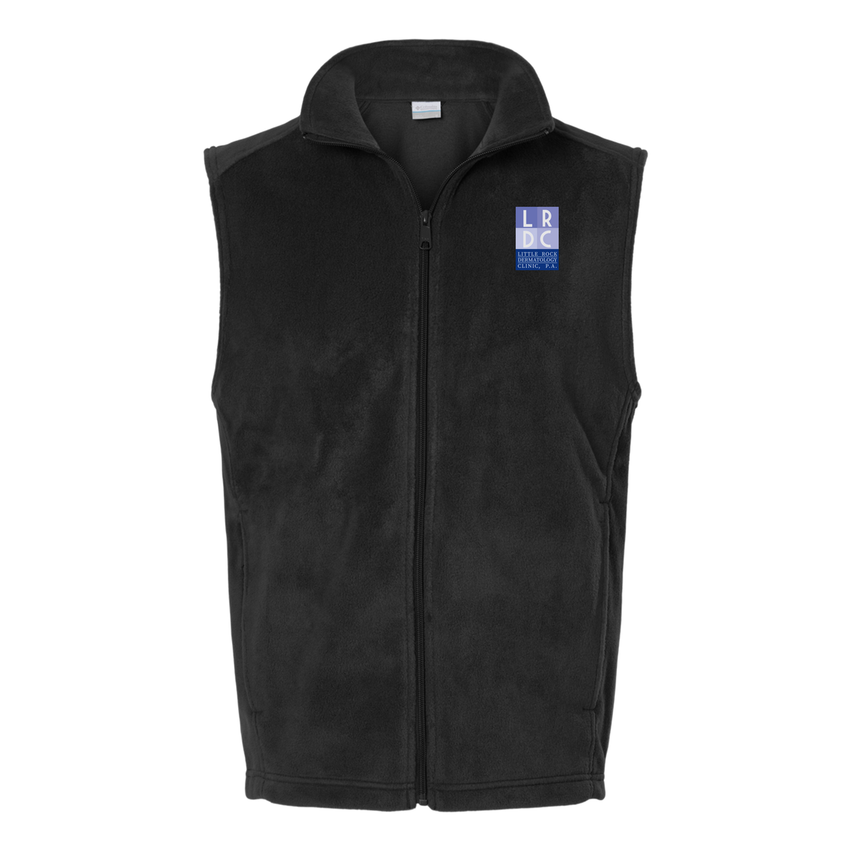 littlerockdermatology-columbia-mens-fleece-vest-embroidery-leftchest-212488-black-flat-front